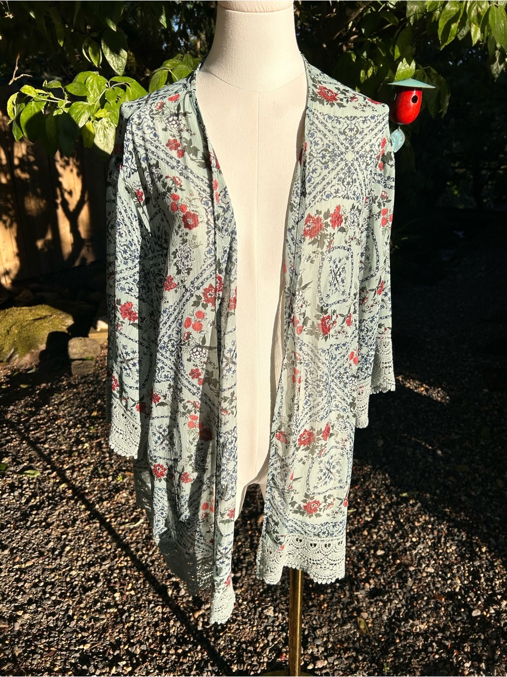 Mason & Belle - Light Sage Floral Open-Front Cover-up